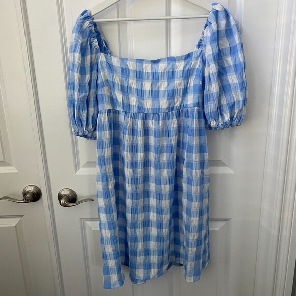 Kourt Blue Gingham Babydoll Dress - Picture 5 of 7